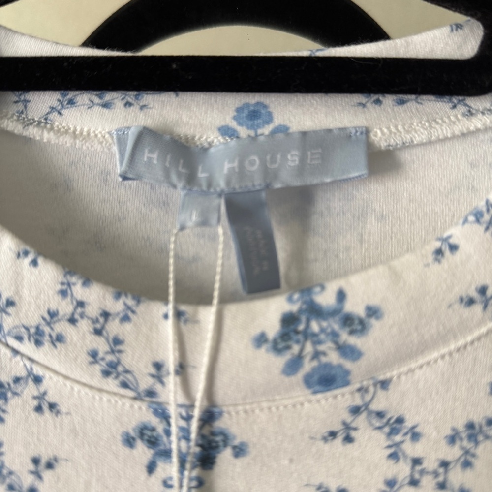 NWT Hill House the charlotte sleep tee blue white floral size large - Picture 5 of 6